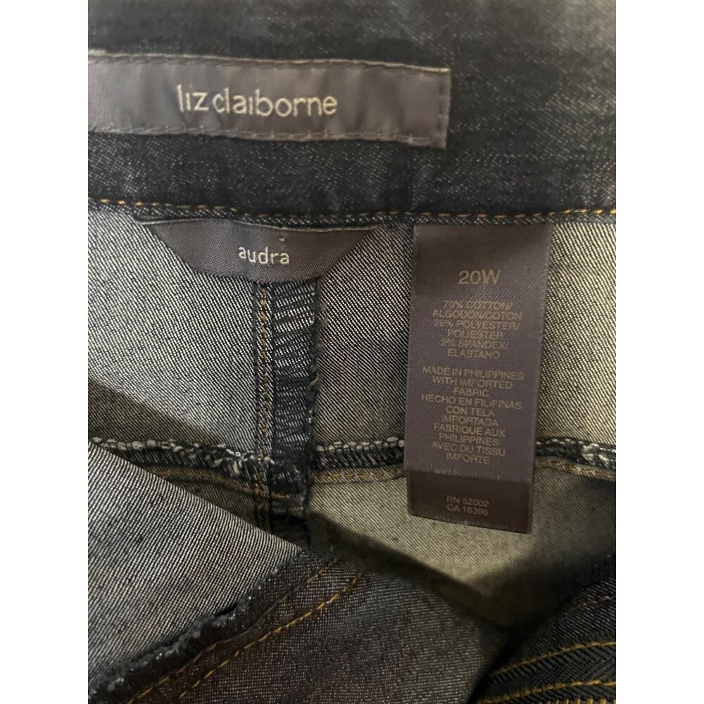 Liz Claiborne Audra 20W Dark Blue Denim Straight Leg Pants Comfortable Quality - Picture 11 of 16